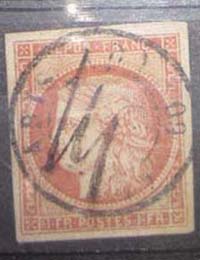 Timbres de France 1 franc vermillon